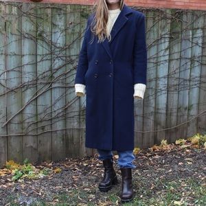 Vintage Navy Blue Wool Coat
